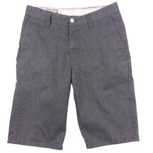Volcom Youth Linestone Shorts Chinos Flat Front Zip Fly Utility Pocket Gray